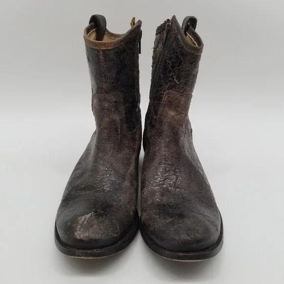 FRYE | Melissa Button Ankle Booties w/ Crackle Leather - 11B - Picture 5 of 13